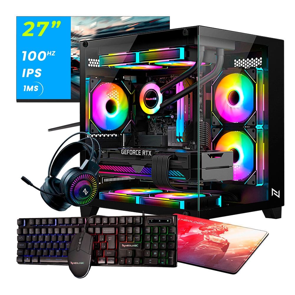 Pc Gamer Completo Ryzen 5 5600GT, 16GB 3200Mhz, (Radeon Vega 7 Integrado), A520M DX, SSD 480GB, 500W 80 Plus, Monitor 27 100Hz, Neologic - NLI89110