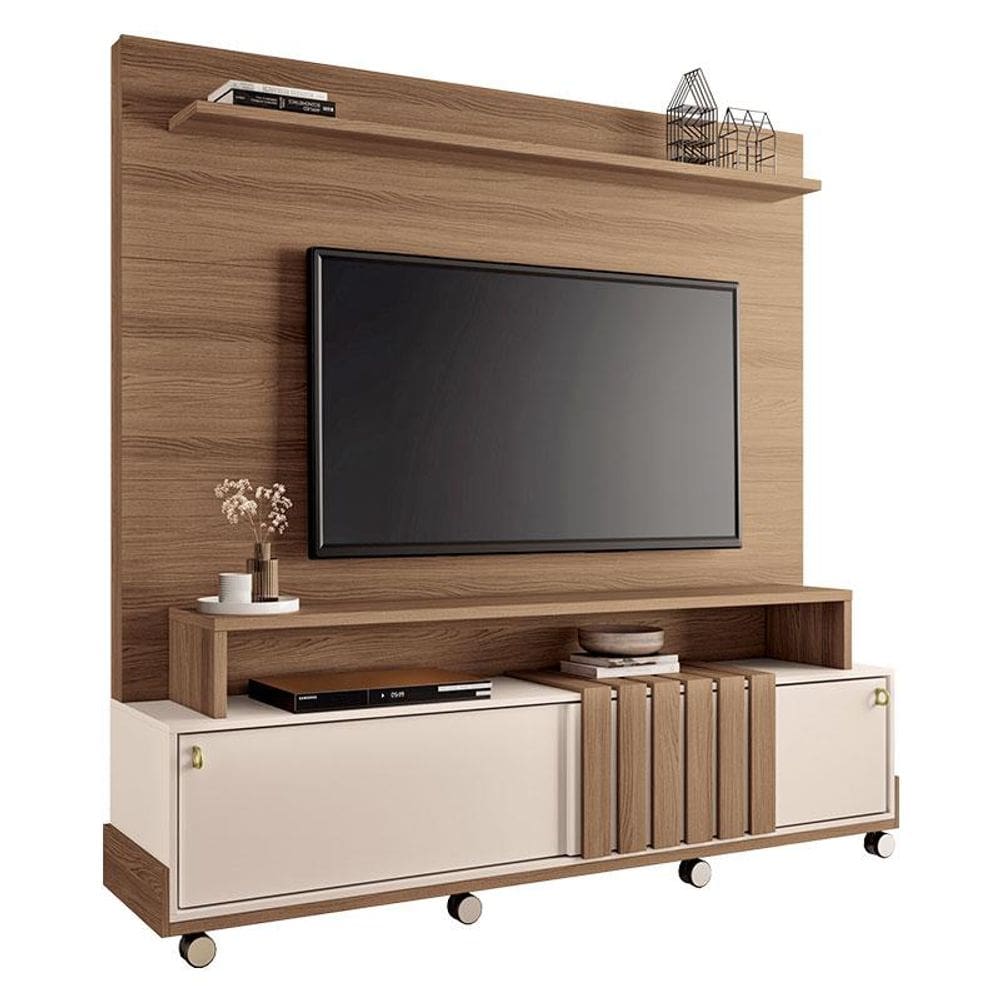 Estante Home Theater Bold Castanho Off White – HB Móveis
