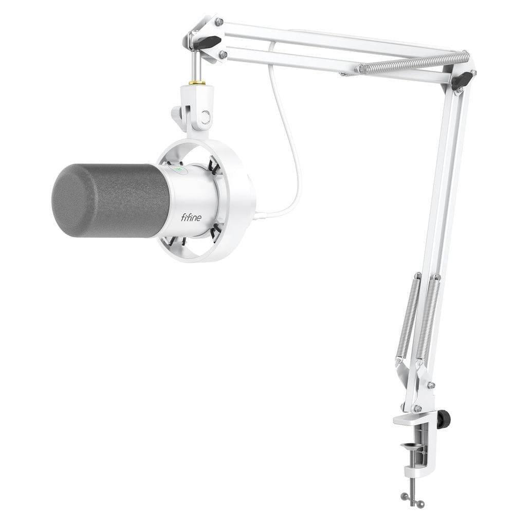 Microfone FIFINE Dynamic AmpliTank K688CT com Boom Arm branco