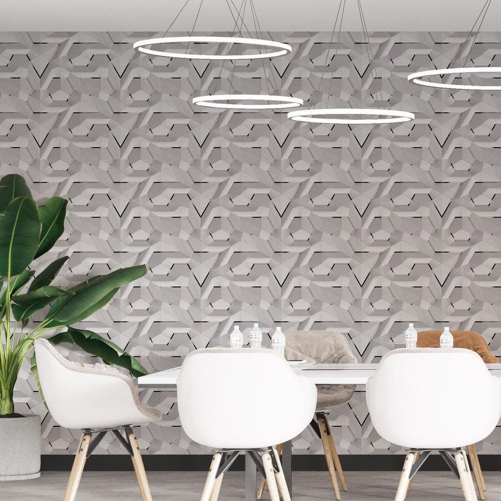 Papel De Parede Adesivo Abstrato 3D Branco 95 - 3,0M