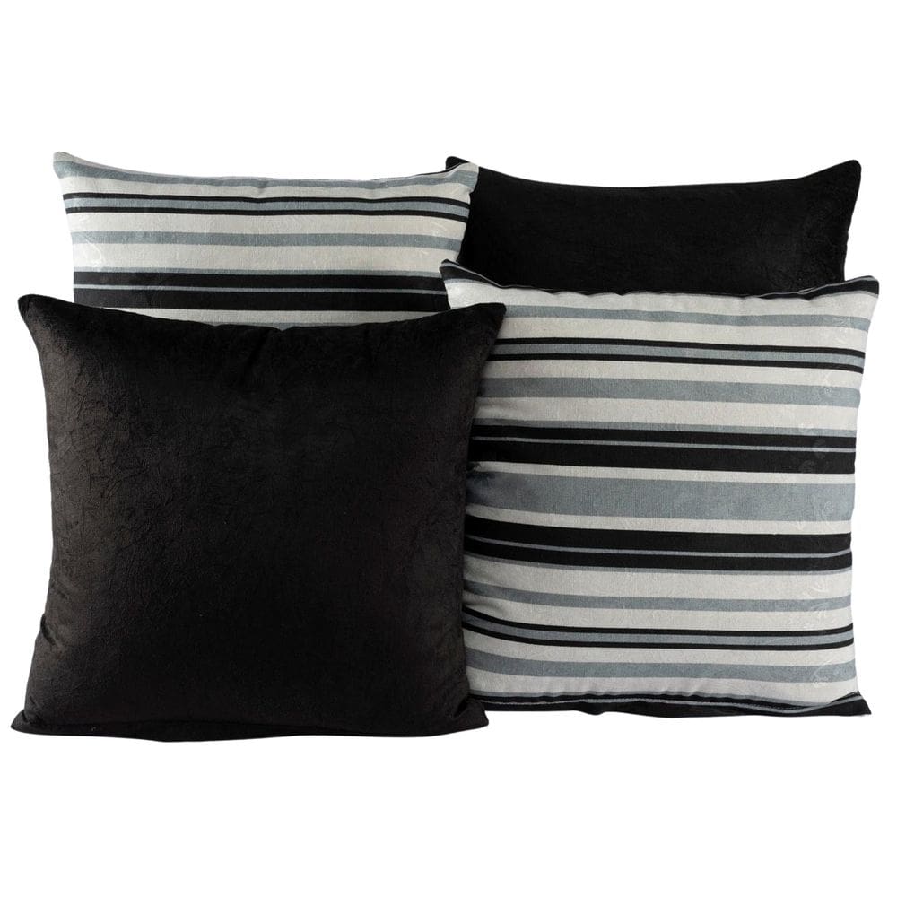 Kit 4 Capas De Almofada Para Sofá Estampa Preto Listrado