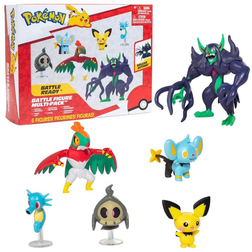 Conjunto de bonecos Pokémon Battle Ready com Grimmsnarl 11,4 cm, 6 peças
