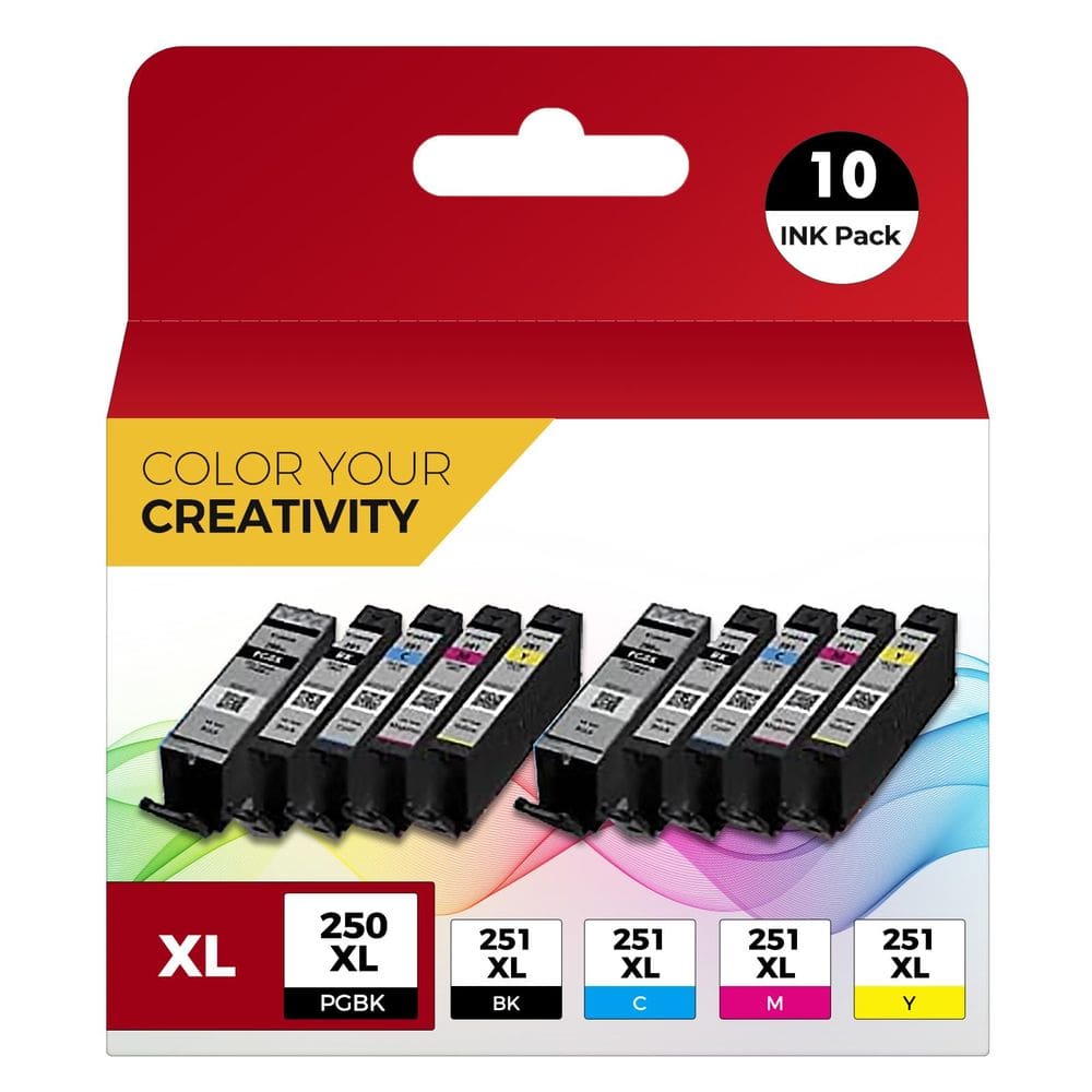 Cartuchos de tinta Upsek PGI-250XL CLI-251XL 10 cores Canon 250 251