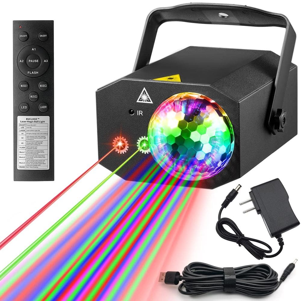 Luzes de festa BUCLHOZ DJ Disco Ball Light com projeção de padrões