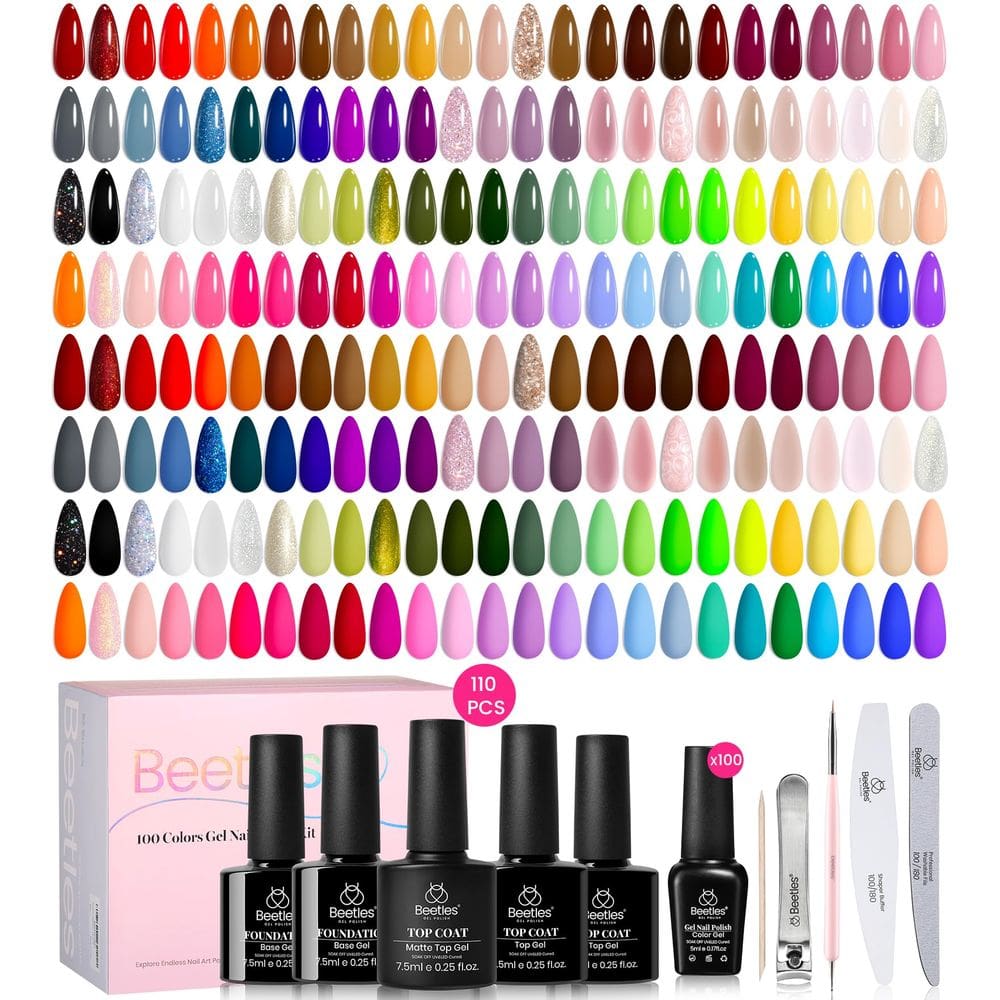 Conjunto de esmaltes para unhas Beetles Gel Polish 100 cores com camada superior básica