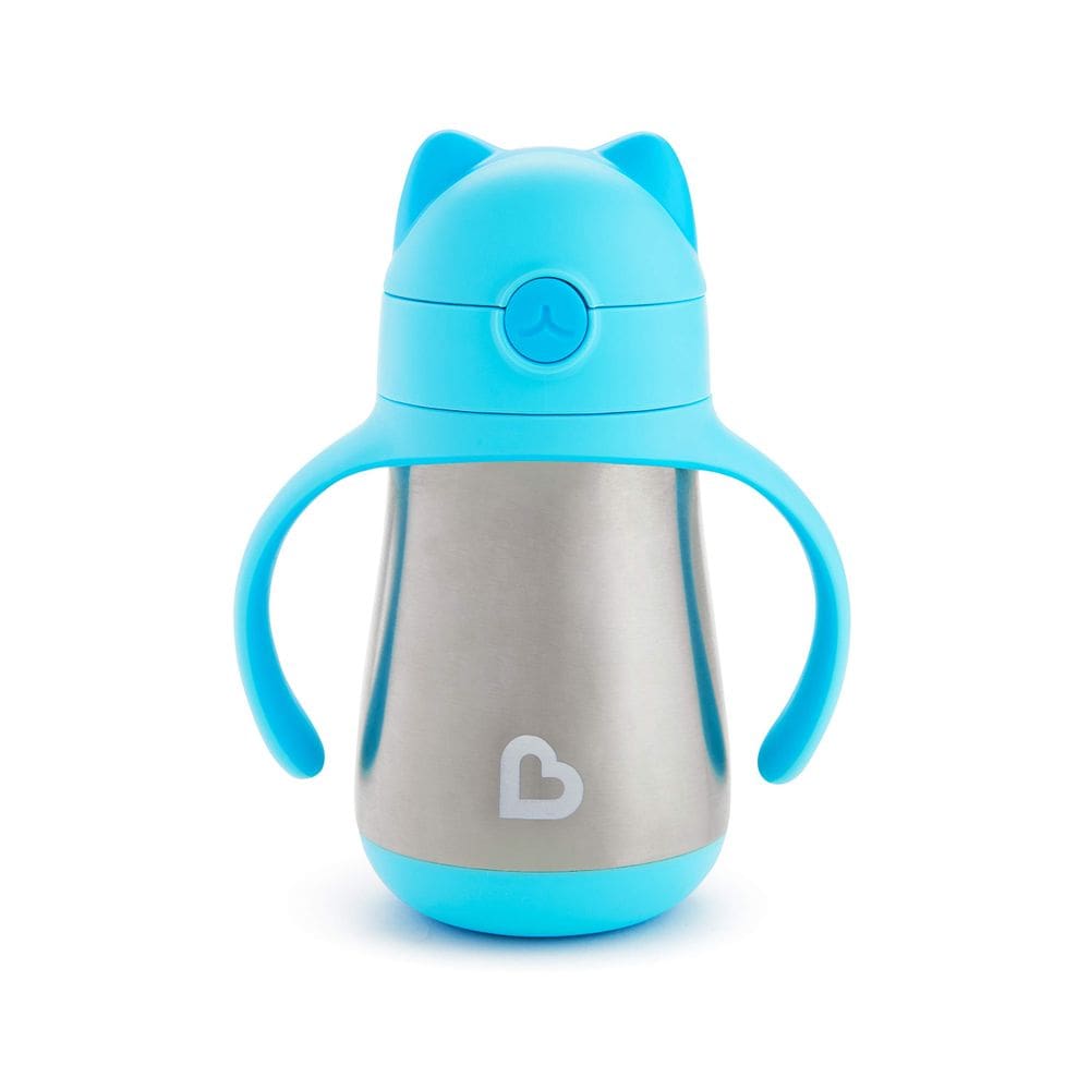 Canudo de aço inoxidável Sippy Cup Munchkin Cool Cat 240 ml azul