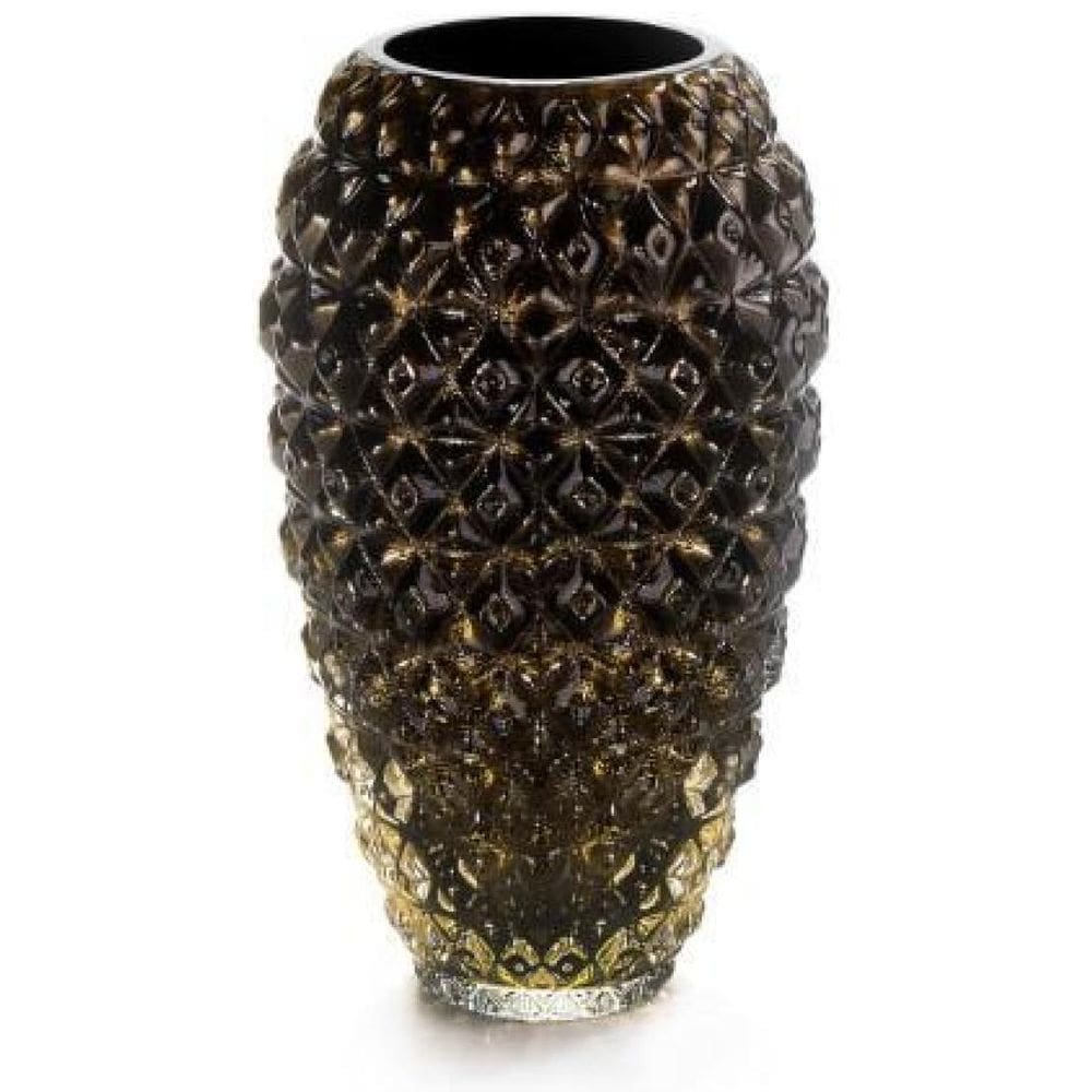 Vaso Em Cristal Murano Preto Com Ouro 24 K - São Marcos