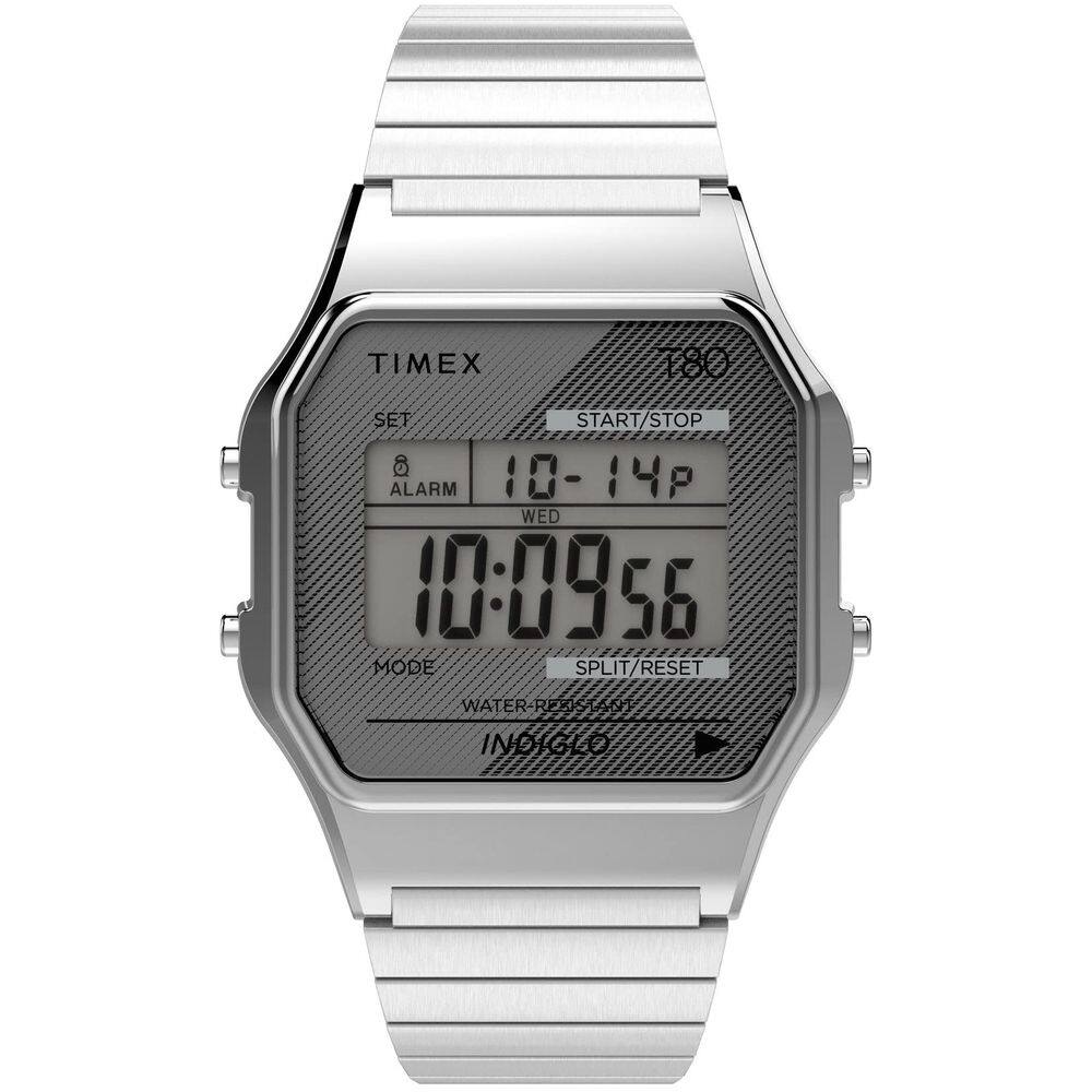 Relógio Timex T80 unissex de 34 mm prateado com aço inoxidável