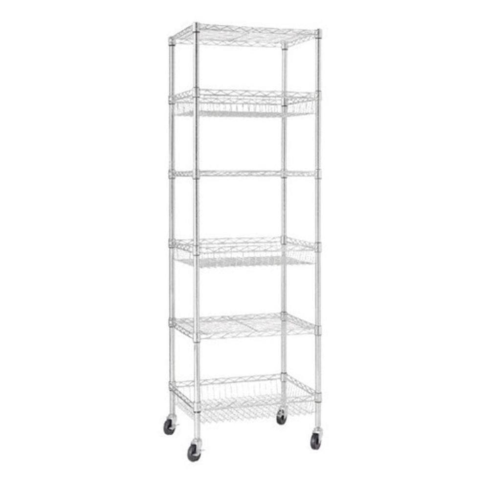 Estante Aço Organizadora Multiuso 192X45,5X61Cm Com Rodas
