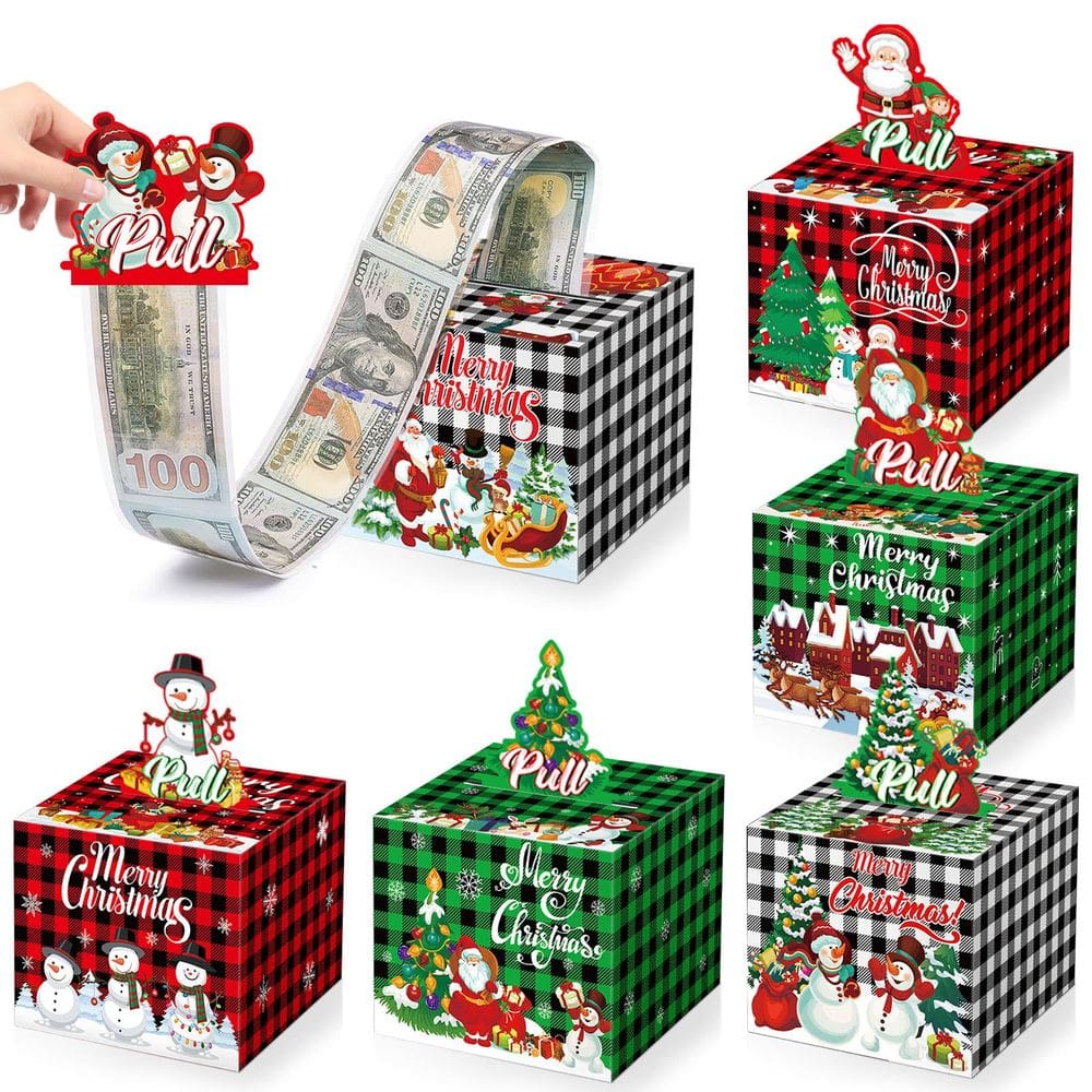 Caixa de dinheiro de Natal Justforjoyful Xmas vermelha verde branca