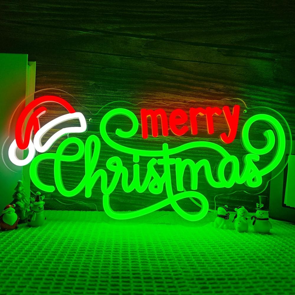 Placa de Natal de néon Lulkod Feliz Natal para decoração de parede