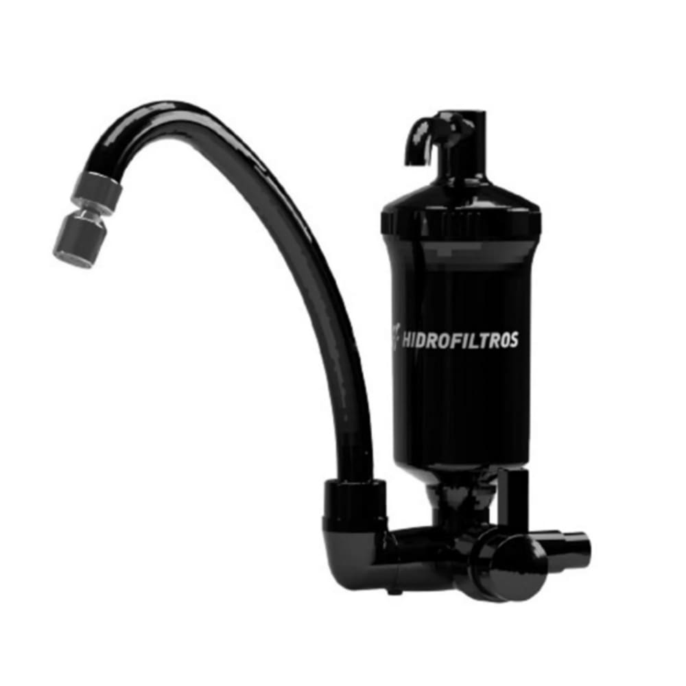 Torneira de Cozinha Parede Pop com Filtro Purificador de Água ABS Preta Hidrofiltros