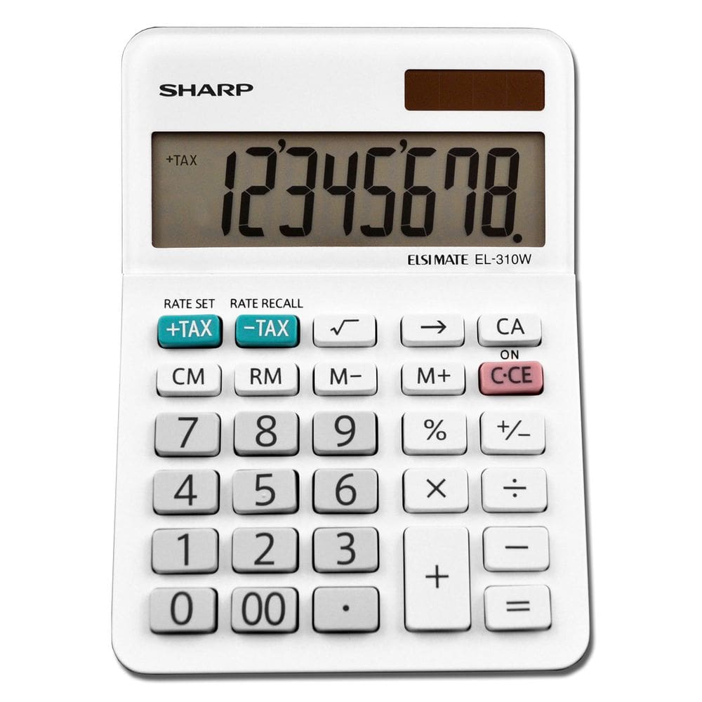 Calculadora Sharp EL-310WB LCD branca de 8 dígitos
