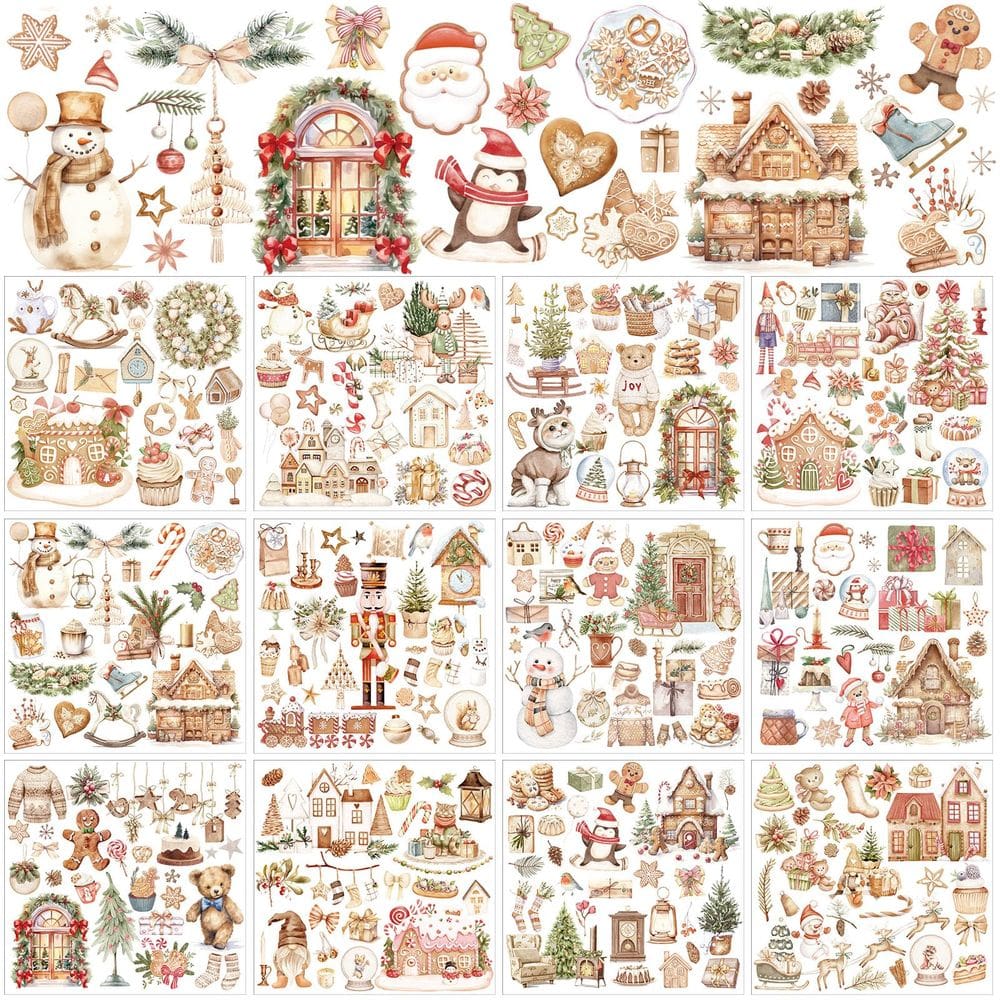 Adesivos Rub on Transfers BBTO Christmas Crafts 12 folhas