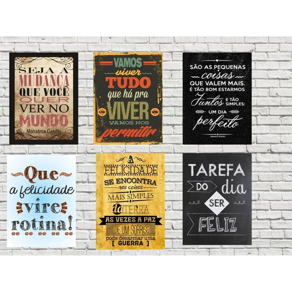 Kit 06 placas Decor Vintagê Retrô Frases