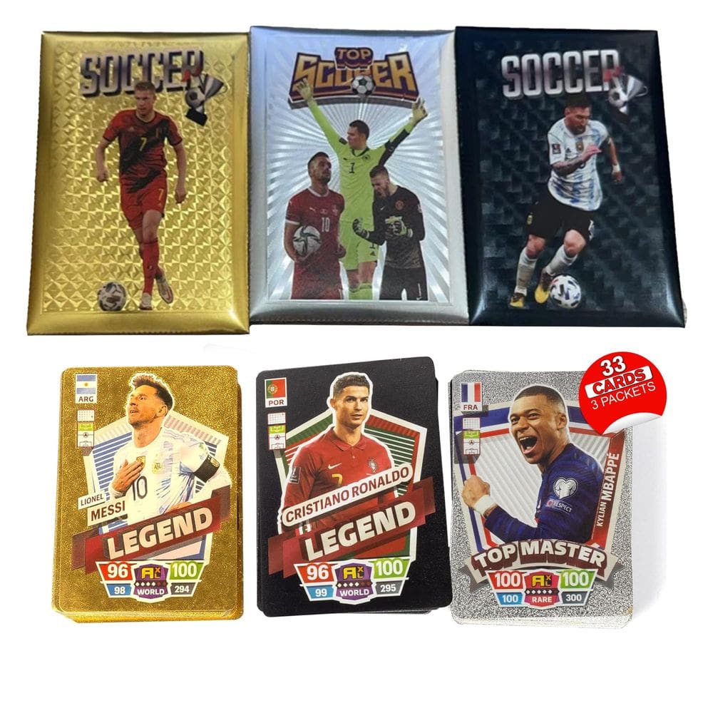 Cartas colecionáveis de futebol 2024-25, 3 pacotes - 33 cartas colecionáveis