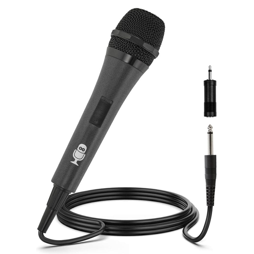Máquina de canto com microfone com fio para karaokê (preta) - dinâmica