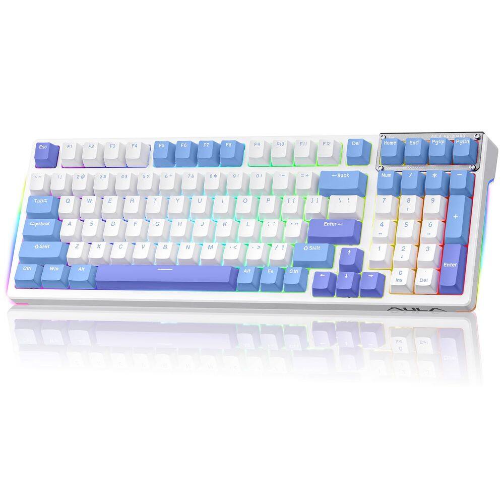 Teclado para jogos AULA 99 teclas Tri-Mode BT5.0/2,4 GHz/USB-C roxo