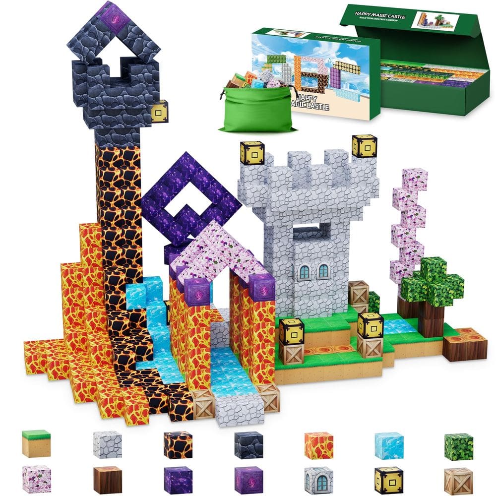 Blocos magnéticos shozaar 120 PCS Build Happy Castle Kids 3-10