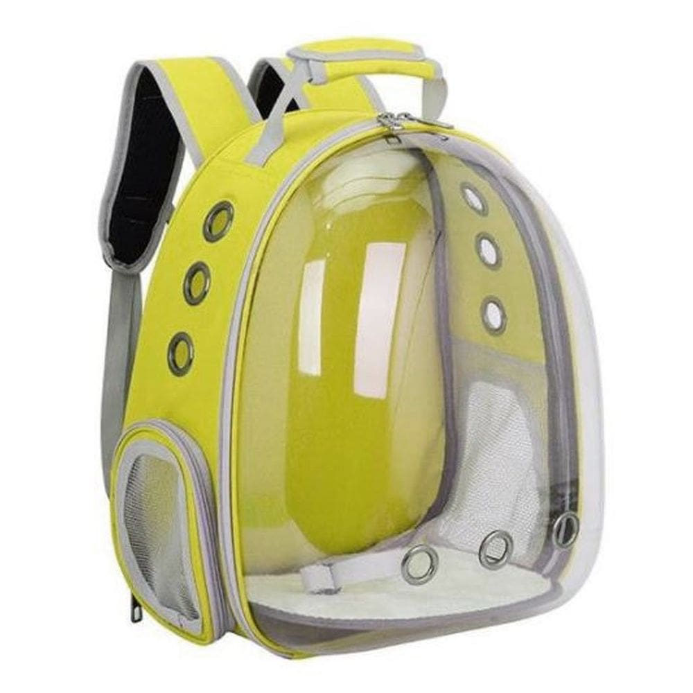 Mochila Amarela Pet Com Visão Panorâmica Com Cinto De Segurança
