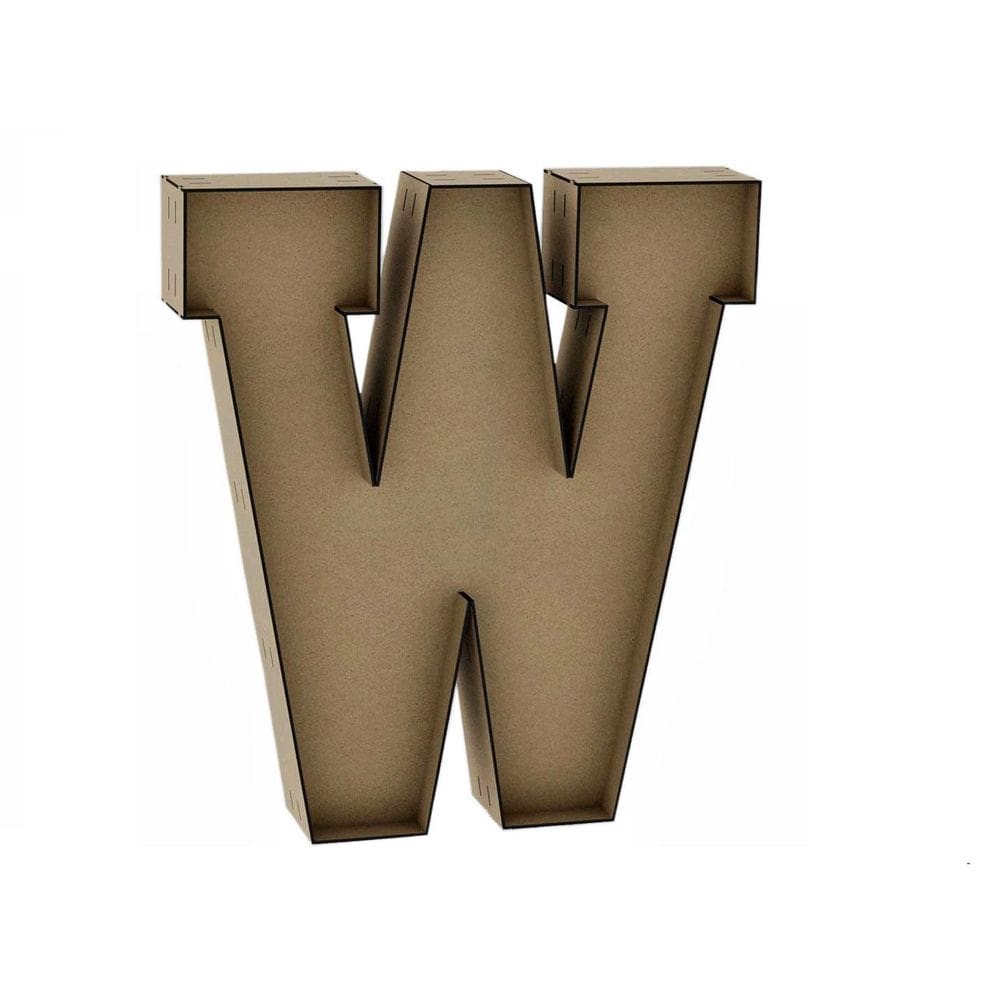 Letra Caixa Grande W Mdf 70Cm De Altura Decoração Festa