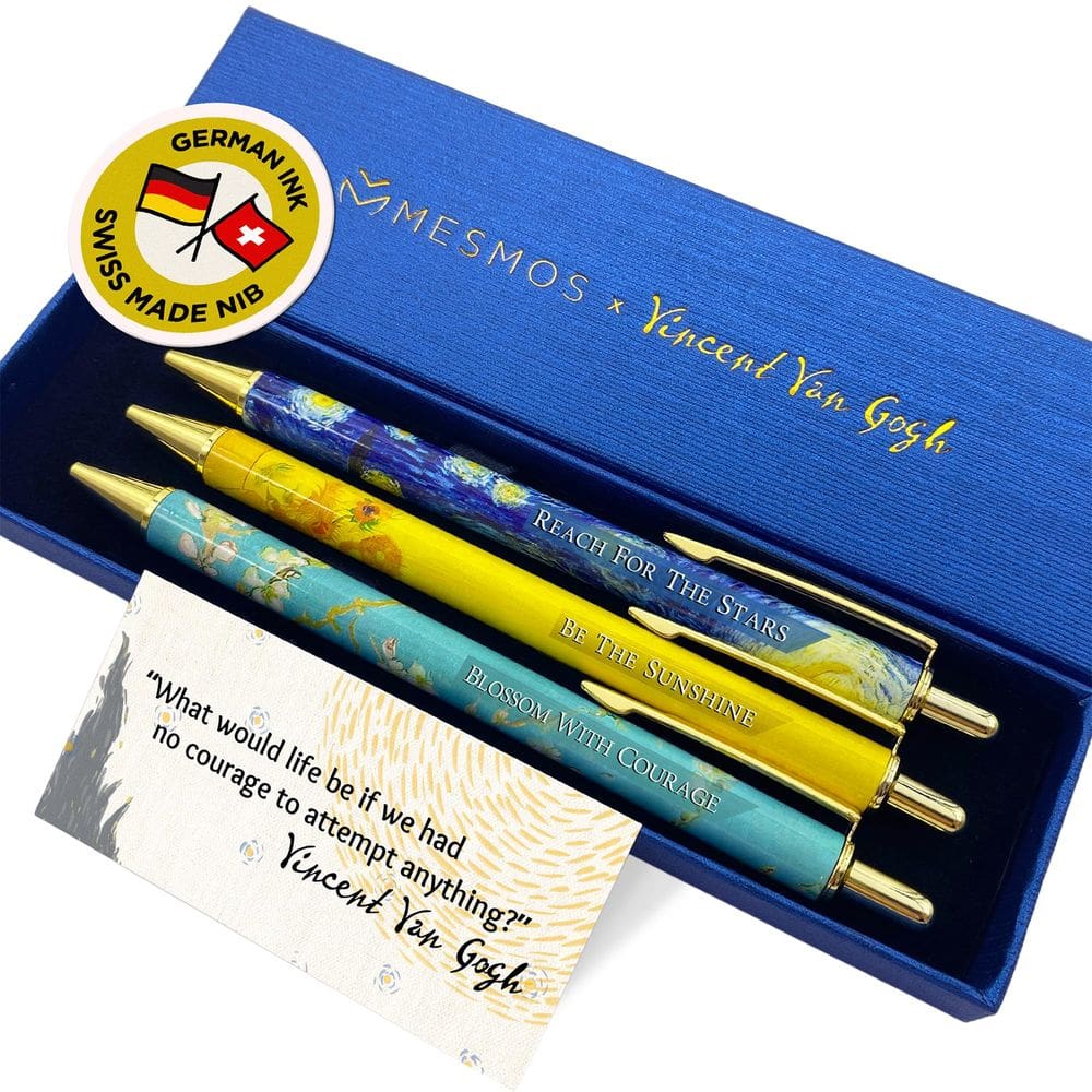 Conjunto de canetas MESMOS Van Gogh Fancy com citações inspiradoras