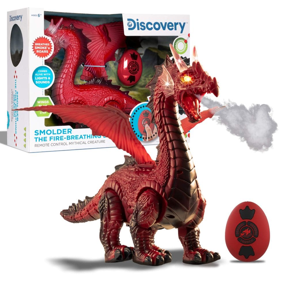 Brinquedo de dinossauro Discovery Kids RC Dragon Smoke com controle remoto
