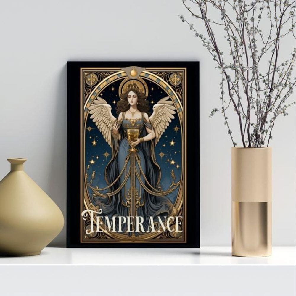 Quadro Carta Tarot Vintage - Temperança 24X18Cm
