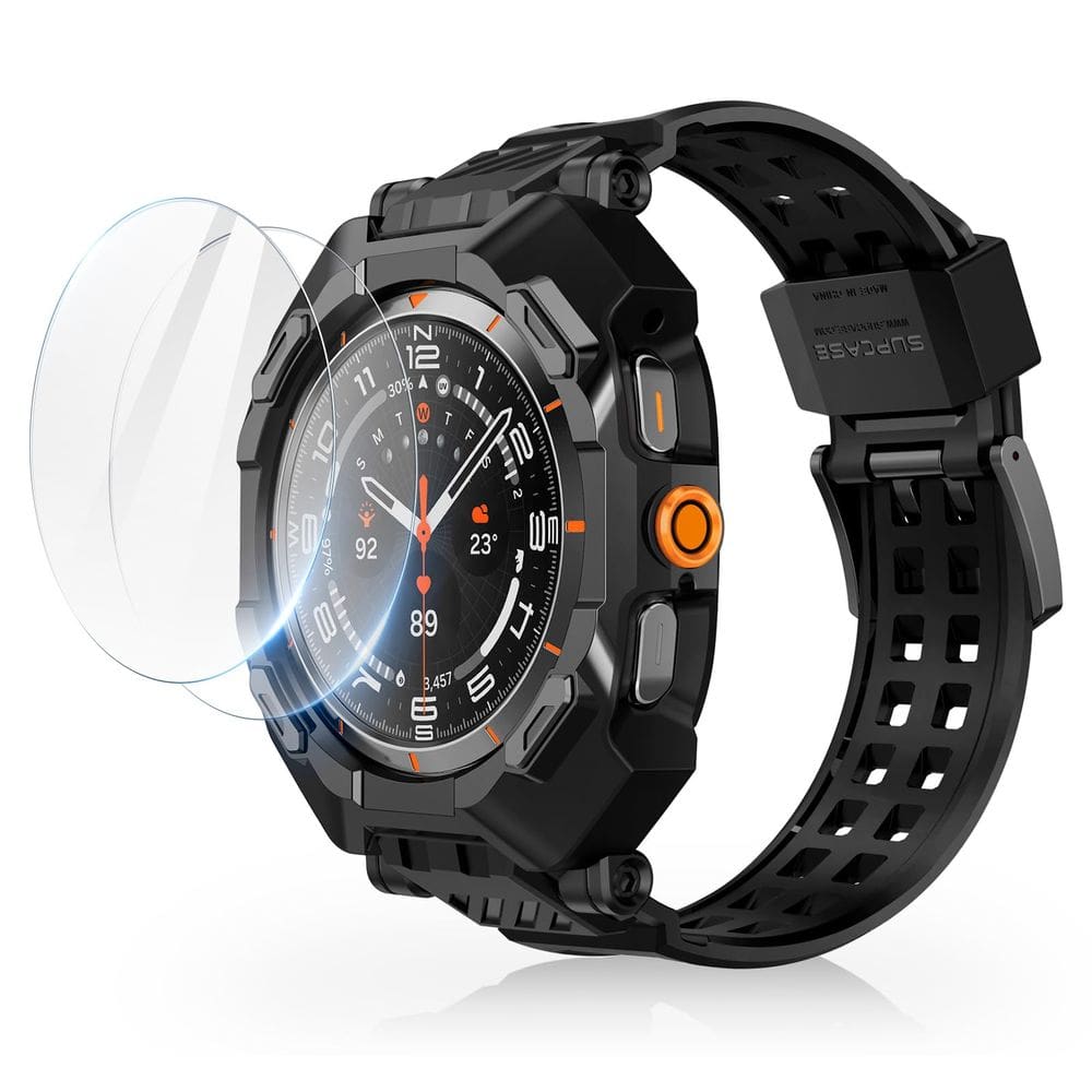 Capa com pulseira SUPCASE Unicorn Beetle Pro para Samsung Galaxy Watch Ultra 47 mm com 2 protetores de tela preta