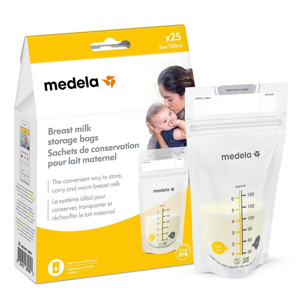 Sacos de armazenamento de leite materno Medela, 25 unidades (pacote com 1)