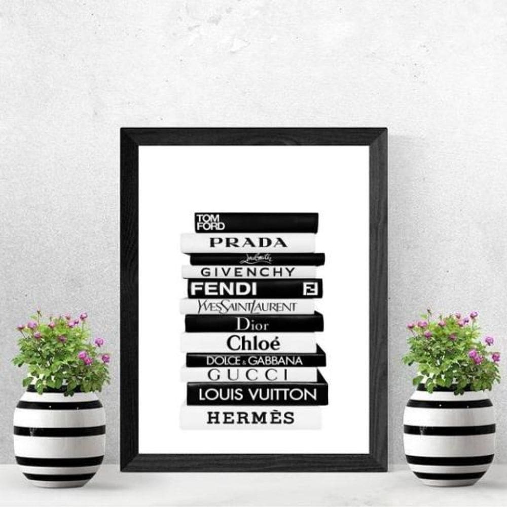Quadro Livros Da Moda Fashion 24X18Cm - Com Vidro