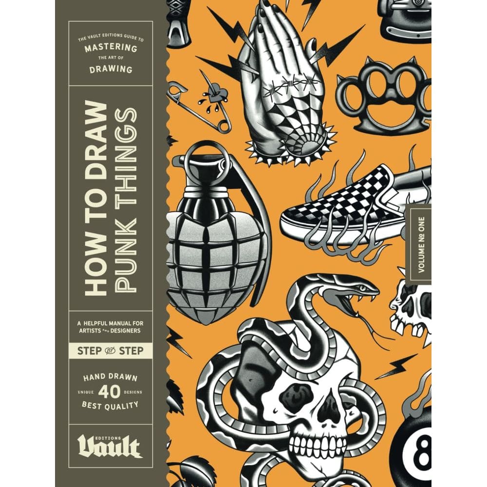 Guia passo a passo de Como desenhar coisas punk do livro Vault Editio