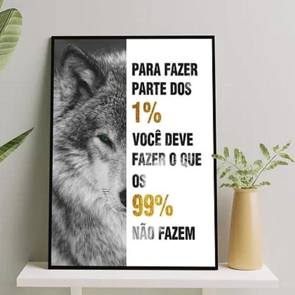 Quadro Motivacional Lobo 24X18Cm - Com Vidro
