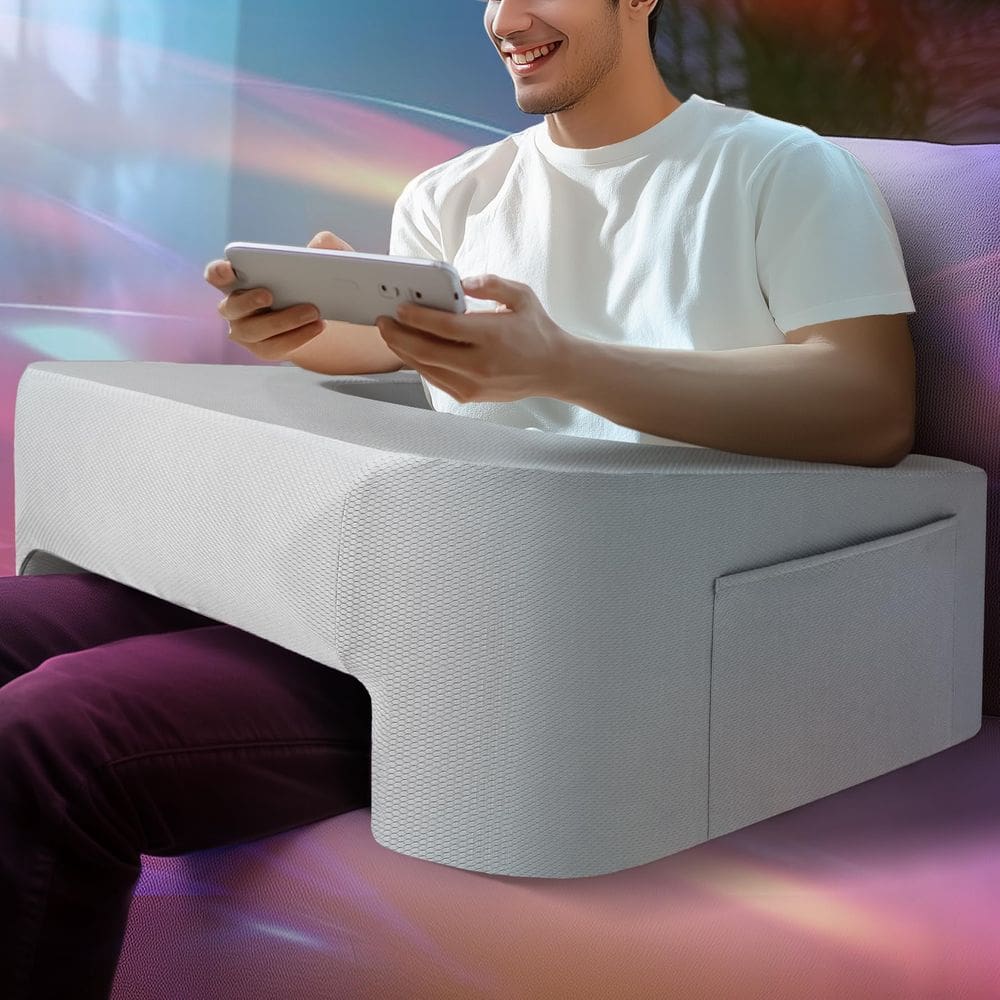 Almofada de leitura Codi Lap Desk Gaming com bolso lateral cinza