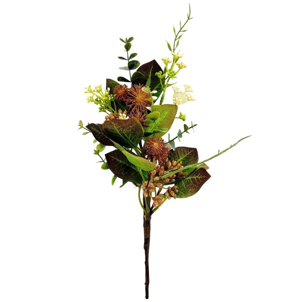 Folhagem Mista Semente Laranja 32X34X12Cm Planta Artificial