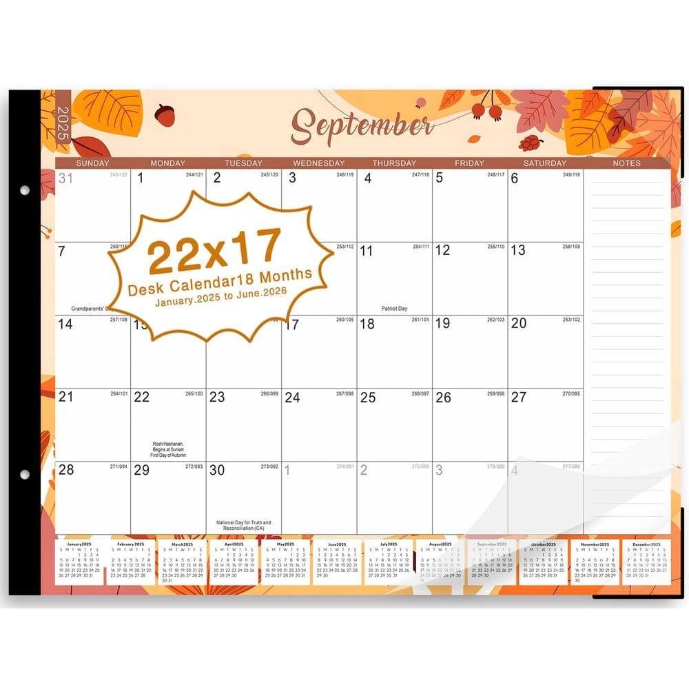Calendário de mesa REHOUSING 2025-2026 22x17cm com capa de plástico