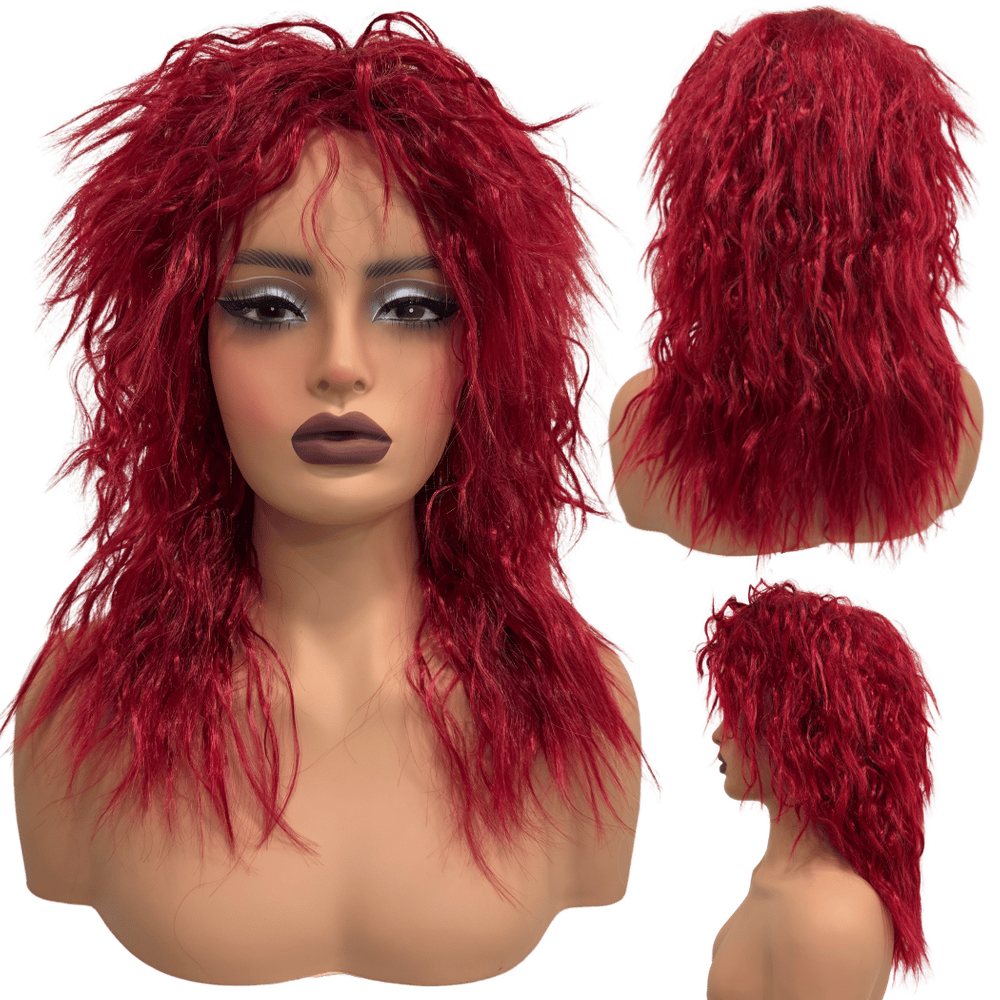 Peruca rock heavy metal anos 60 70 80 ondulada volumosa friz