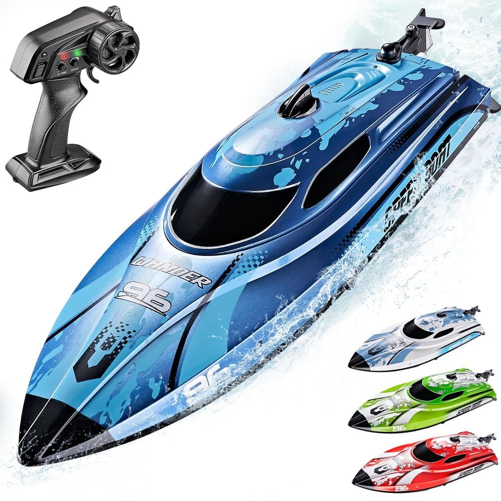 Barco RC BEZGAR TX126 azul com controle remoto de 30 cm de velocidade de 25 KPH