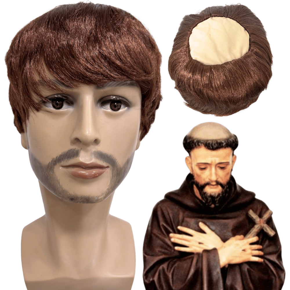 Peruca franciscano padre festa junina topo careca fantasia