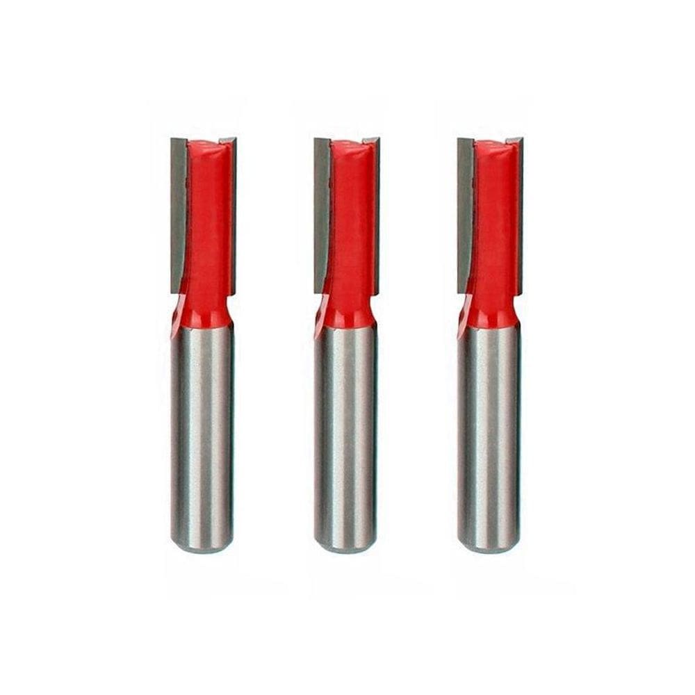 Kit 3 Fresas Reta 8Mm Haste 6Mm Corte Duplo Madeira Tupia