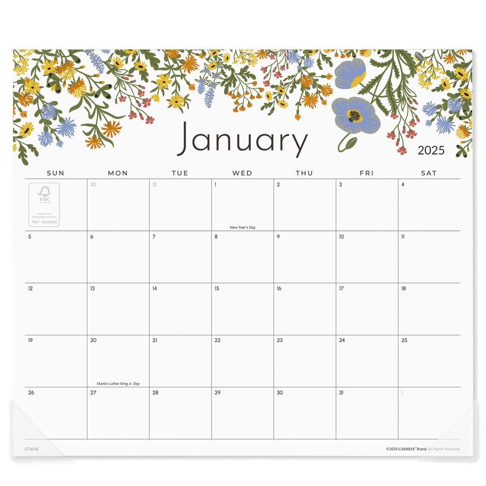 Calendário magnético Cabrix 2025-2026 para design floral de geladeira