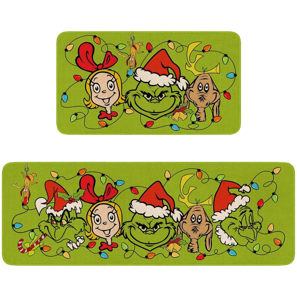 Conjunto de tapetes e tapetes de cozinha de Natal Eikunn Green x2