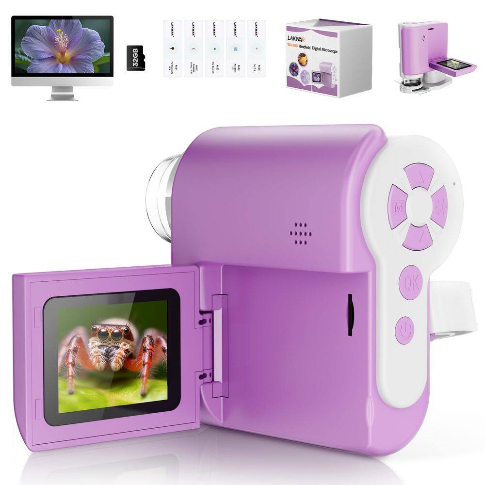 Microscópio portátil LAKWAR 1000x HD para crianças de 5 a 12 anos