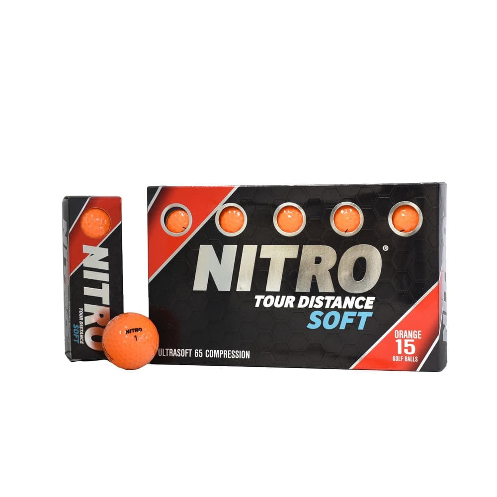 Bolas de golfe Nitro Tour Distance Soft, pacote com 15, laranja