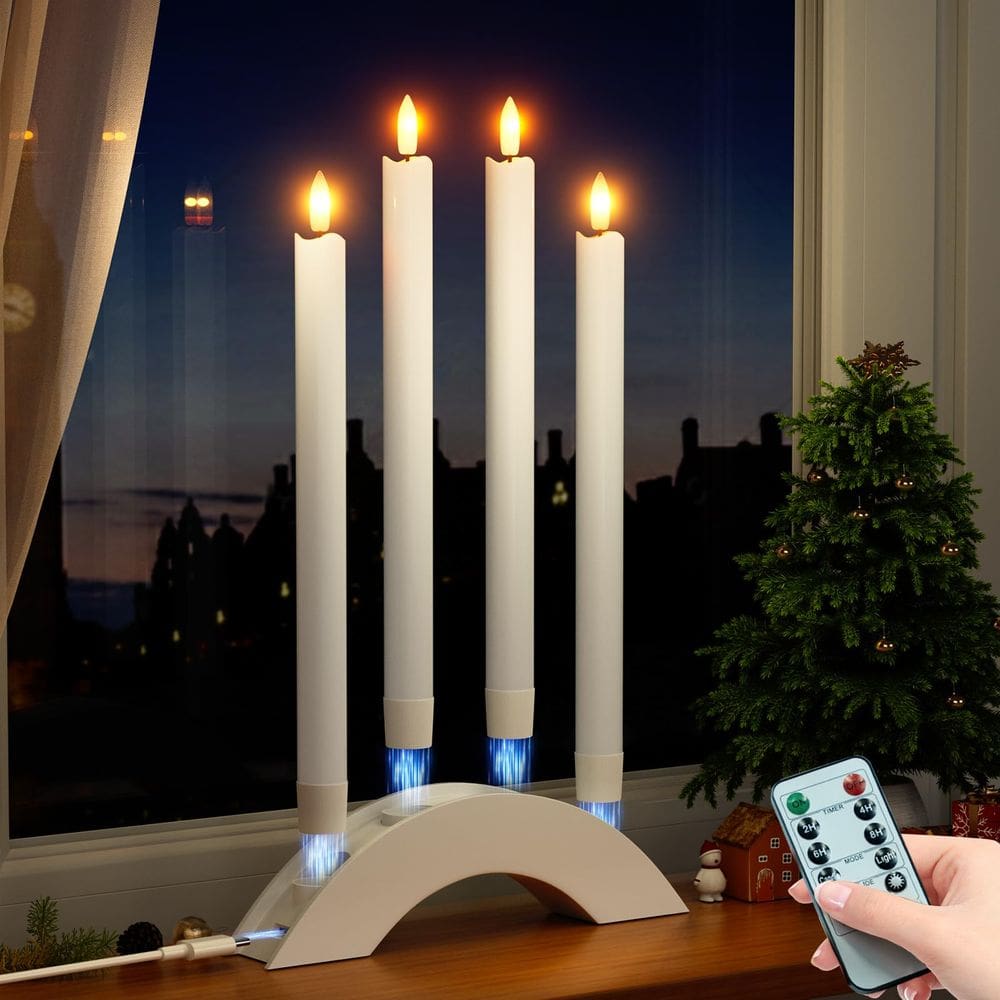 Velas cônicas recarregáveis sem chama BUTHY com controle remoto de 4 unidades
