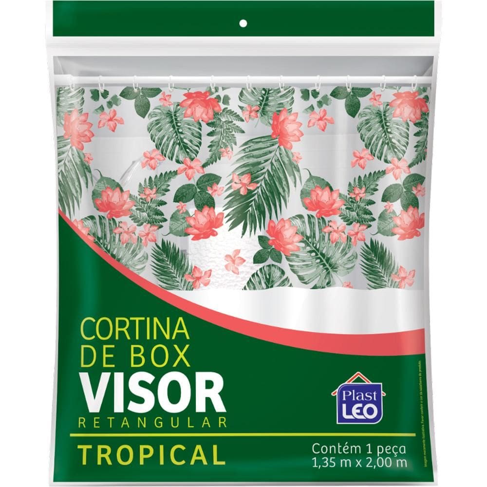 Cortina de Box com Visor 135x200cm PVC Plast Leo Tropical