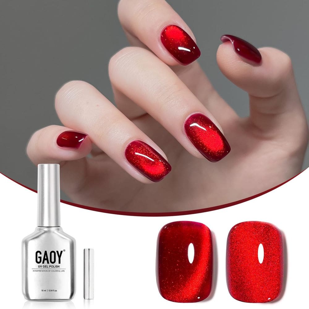 Esmalte de unhas GAOY Red Cat Eye Gel 16mL com ímã Ruby Twilight