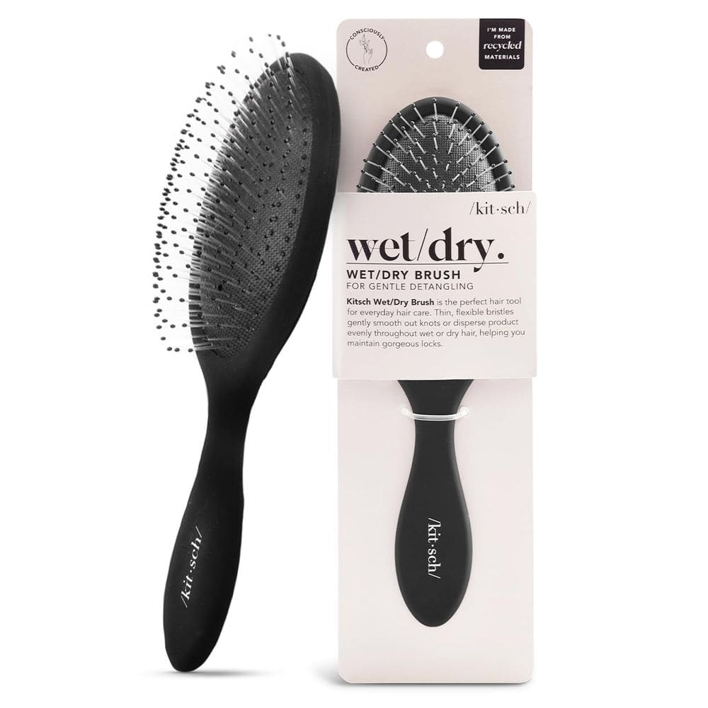 Escova desembaraçadora de cabelo Kitsch Soft Bristle para mulheres, preta