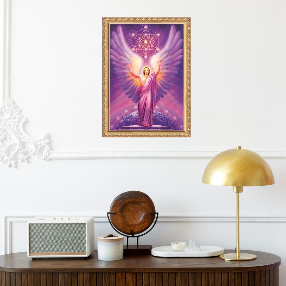Quadro Moldura Dourada Arcanjo Metatron 33X24Cm