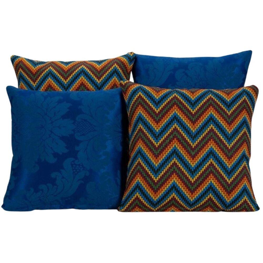 Kit 4 Almofadas Decorativas Para Sofá Estampa Azul Listrado